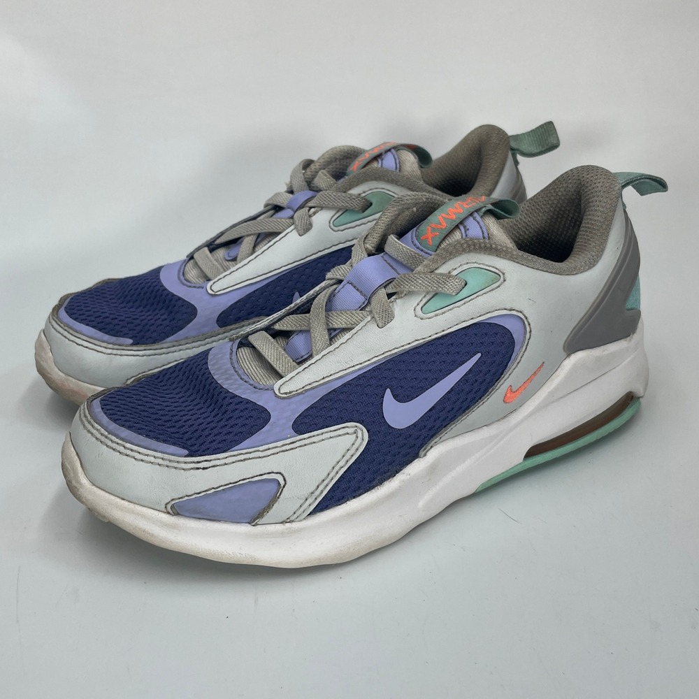 Nike Air Max Bolt Kids Shoes Size 1Y Purple Grey Teal CW1627-006